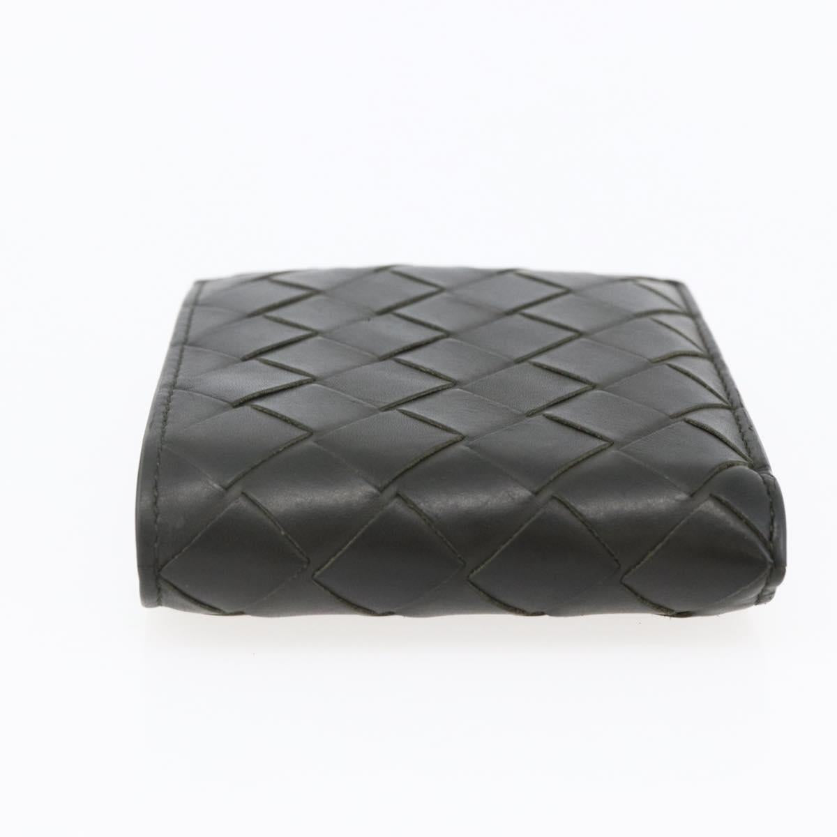 BOTTEGA VENETA MAXI INTRECCIATO Bifold Wallet Leather Khaki Auth bs29473