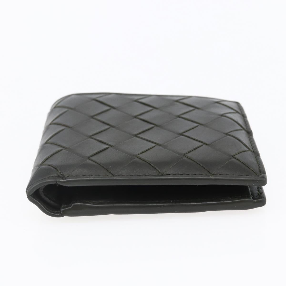 BOTTEGA VENETA MAXI INTRECCIATO Bifold Wallet Leather Khaki Auth bs29473