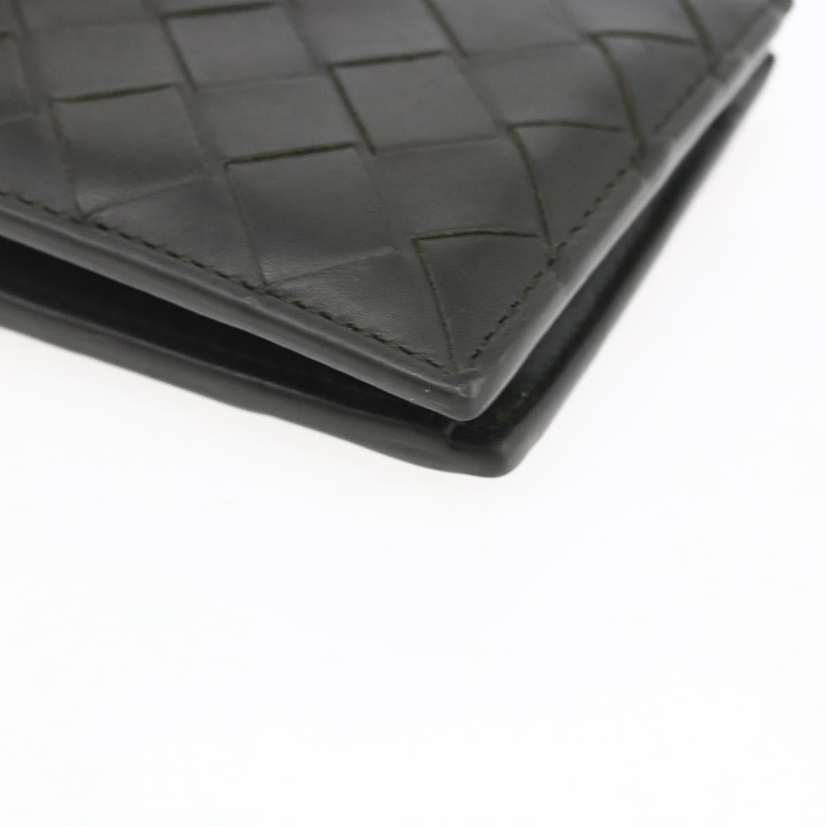 BOTTEGA VENETA MAXI INTRECCIATO Bifold Wallet Leather Khaki Auth bs29473