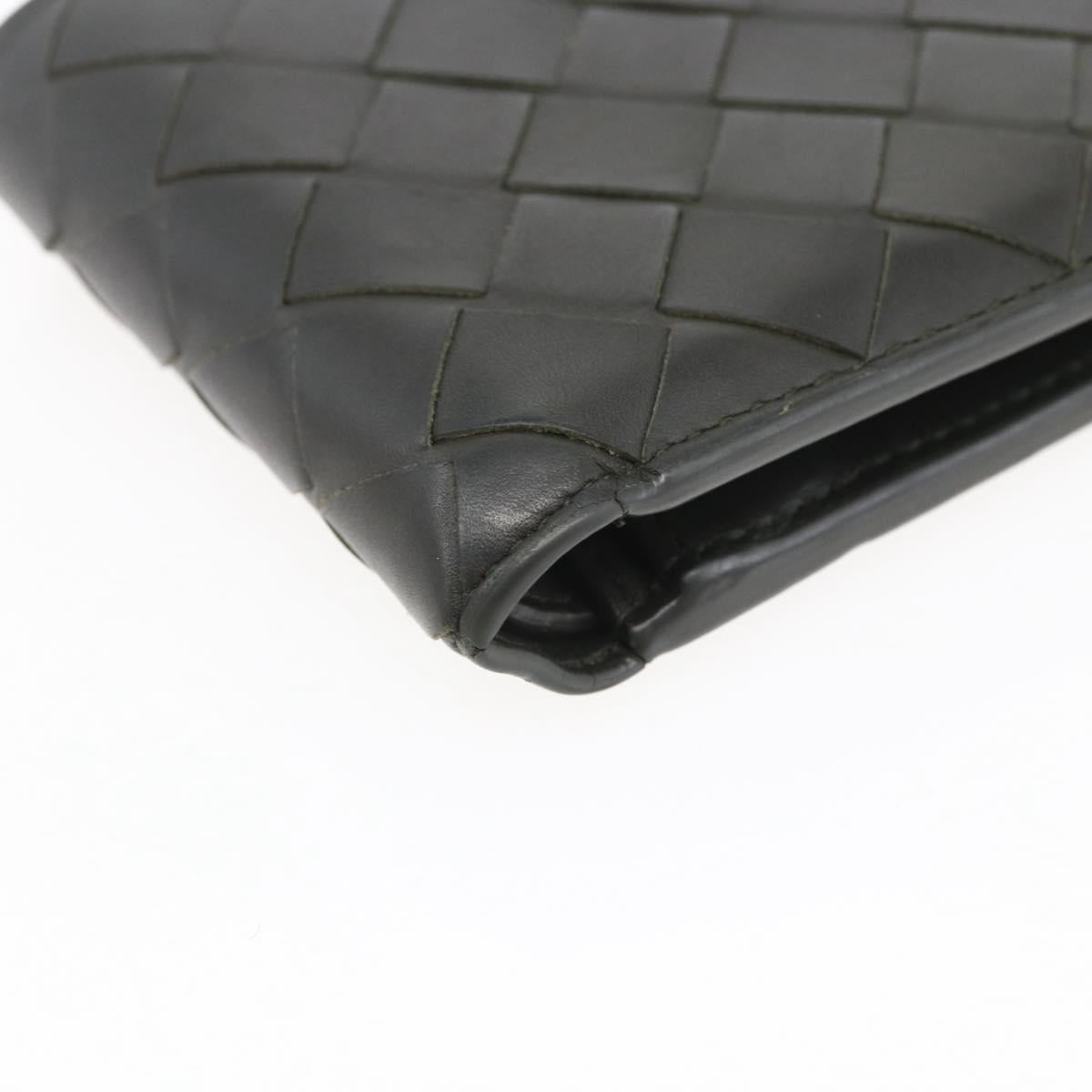 BOTTEGA VENETA MAXI INTRECCIATO Bifold Wallet Leather Khaki Auth bs29473
