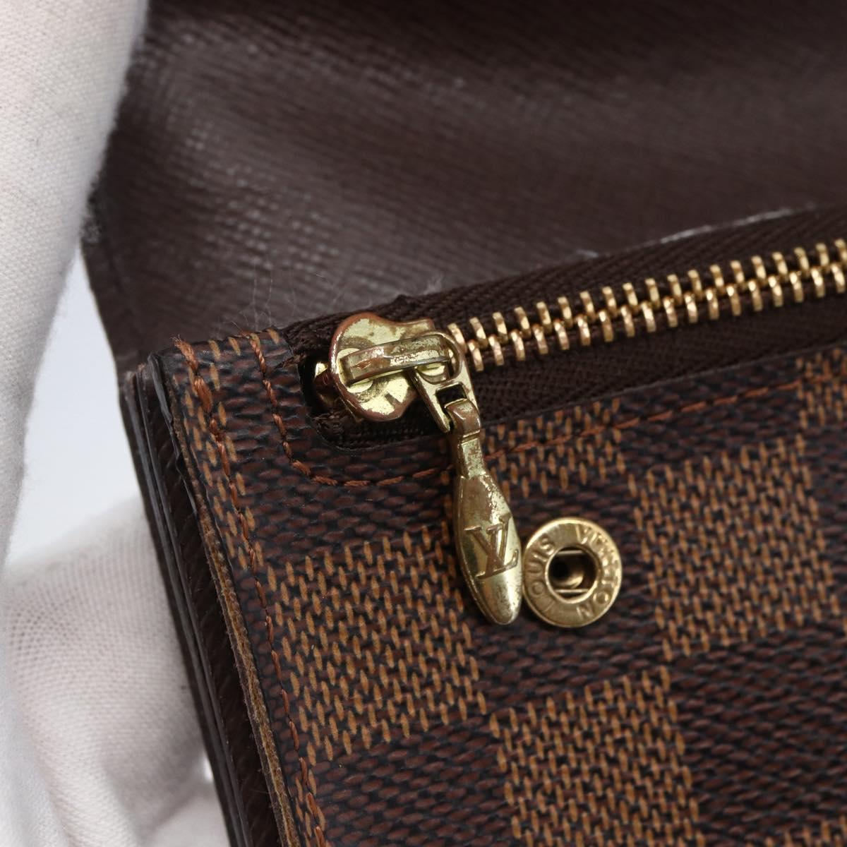 LOUIS VUITTON Damier Ebene Portefeuille Accordion Wallet N60002 LV Auth bs29475