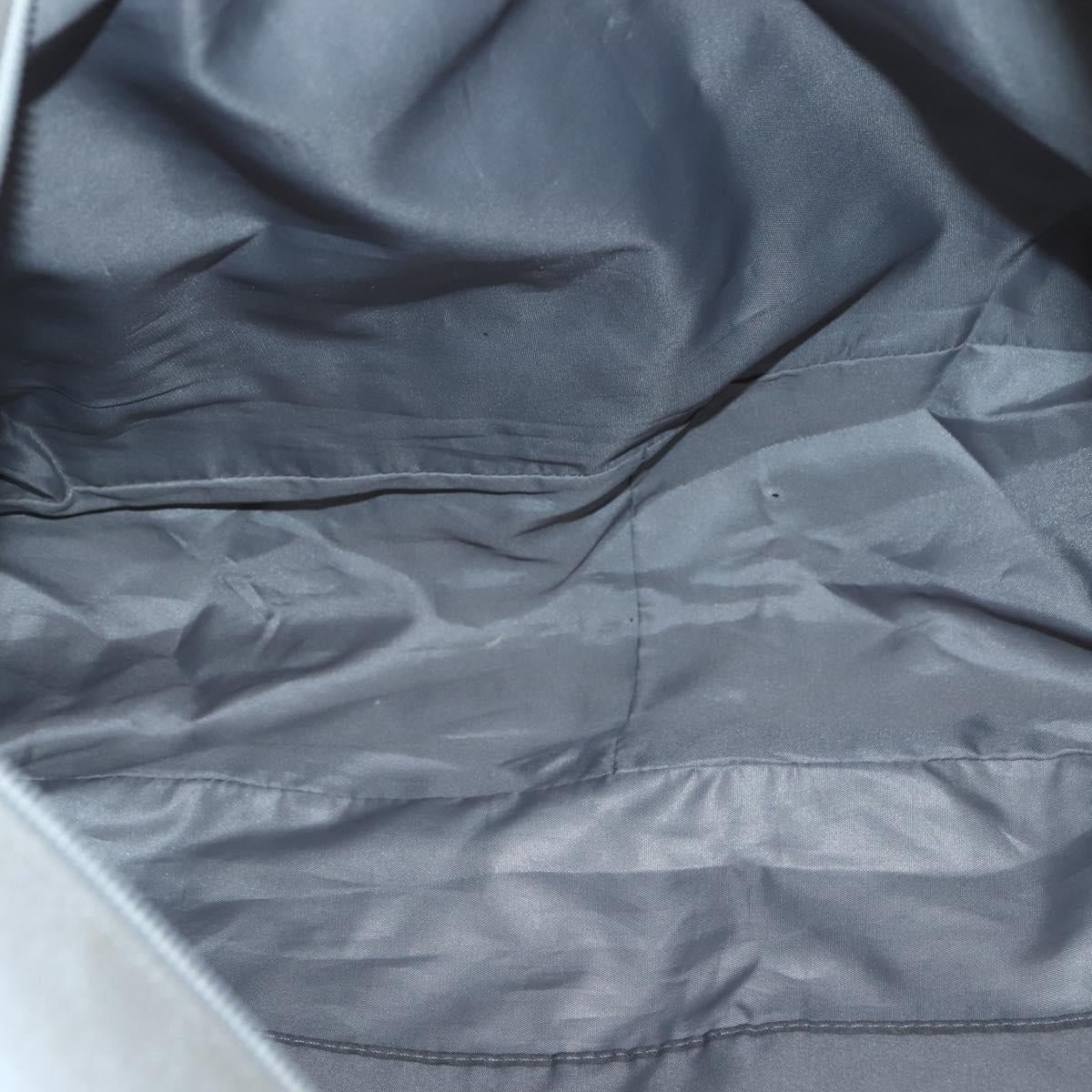 CHANEL Tote Bag Nylon Gray Silver CC Auth bs29478