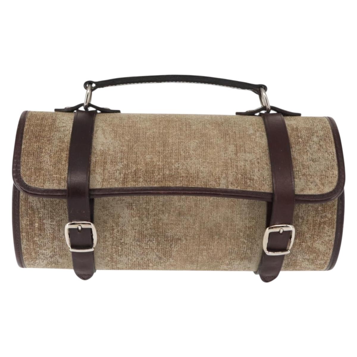 CHANEL Hand Bag Coated Canvas Beige Silver CC Auth bs29479