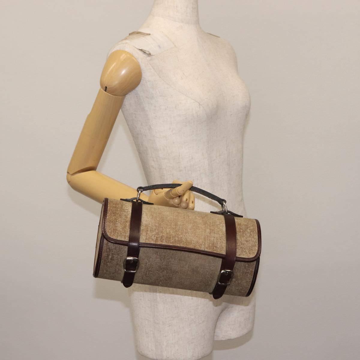 CHANEL Hand Bag Coated Canvas Beige Silver CC Auth bs29479
