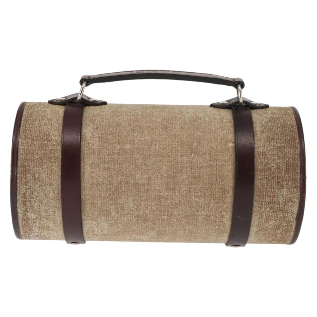 CHANEL Hand Bag Coated Canvas Beige Silver CC Auth bs29479