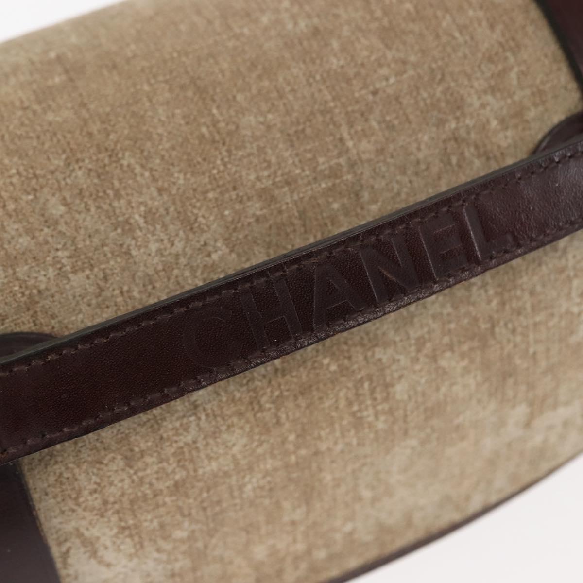 CHANEL Hand Bag Coated Canvas Beige Silver CC Auth bs29479