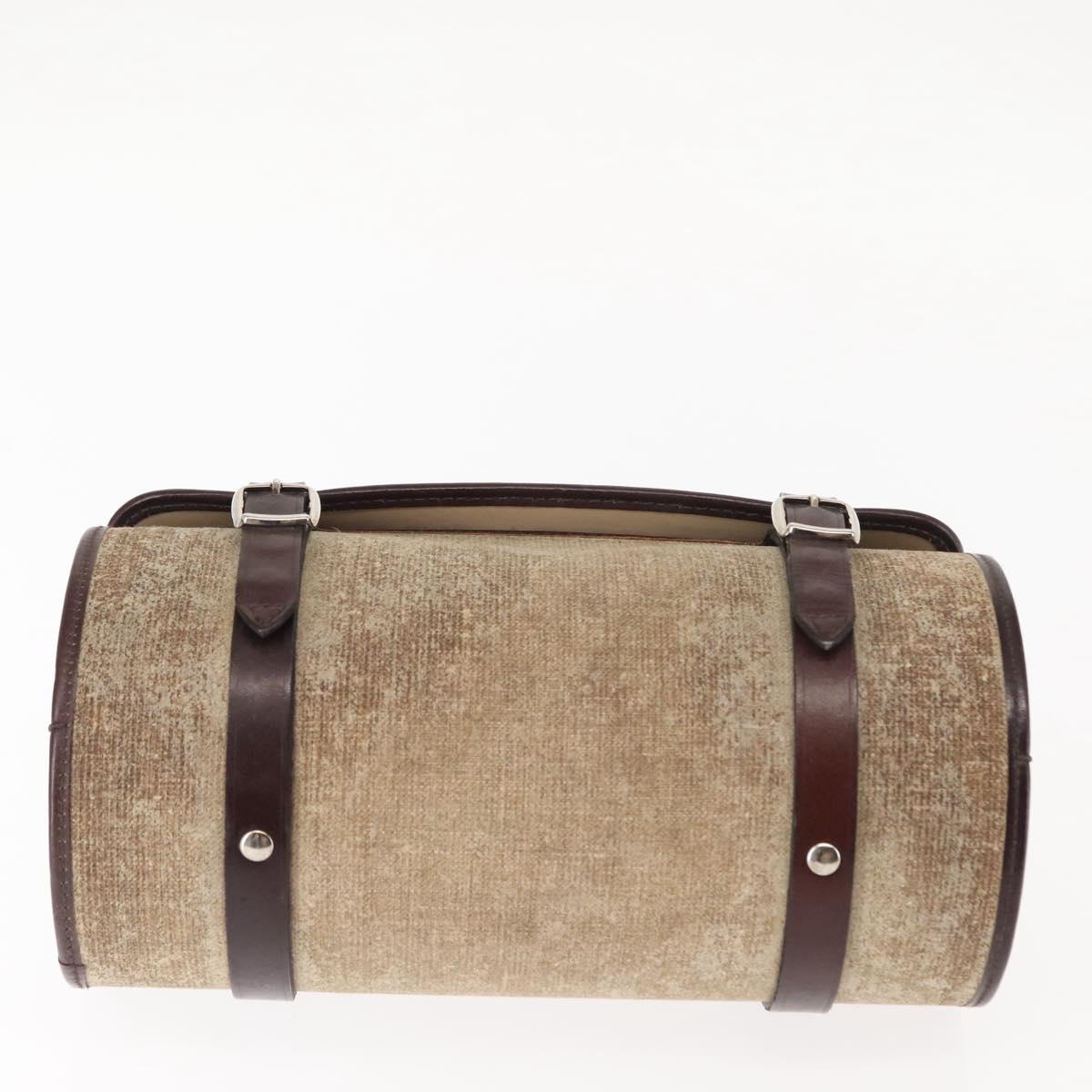 CHANEL Hand Bag Coated Canvas Beige Silver CC Auth bs29479