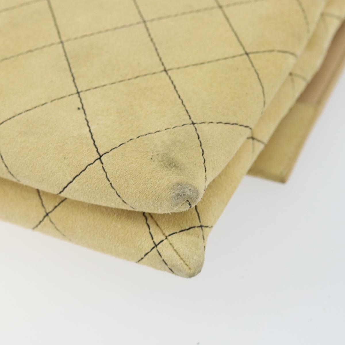 CHANEL Matelasse Chain Shoulder Bag Suede Beige gold CC Auth bs29483