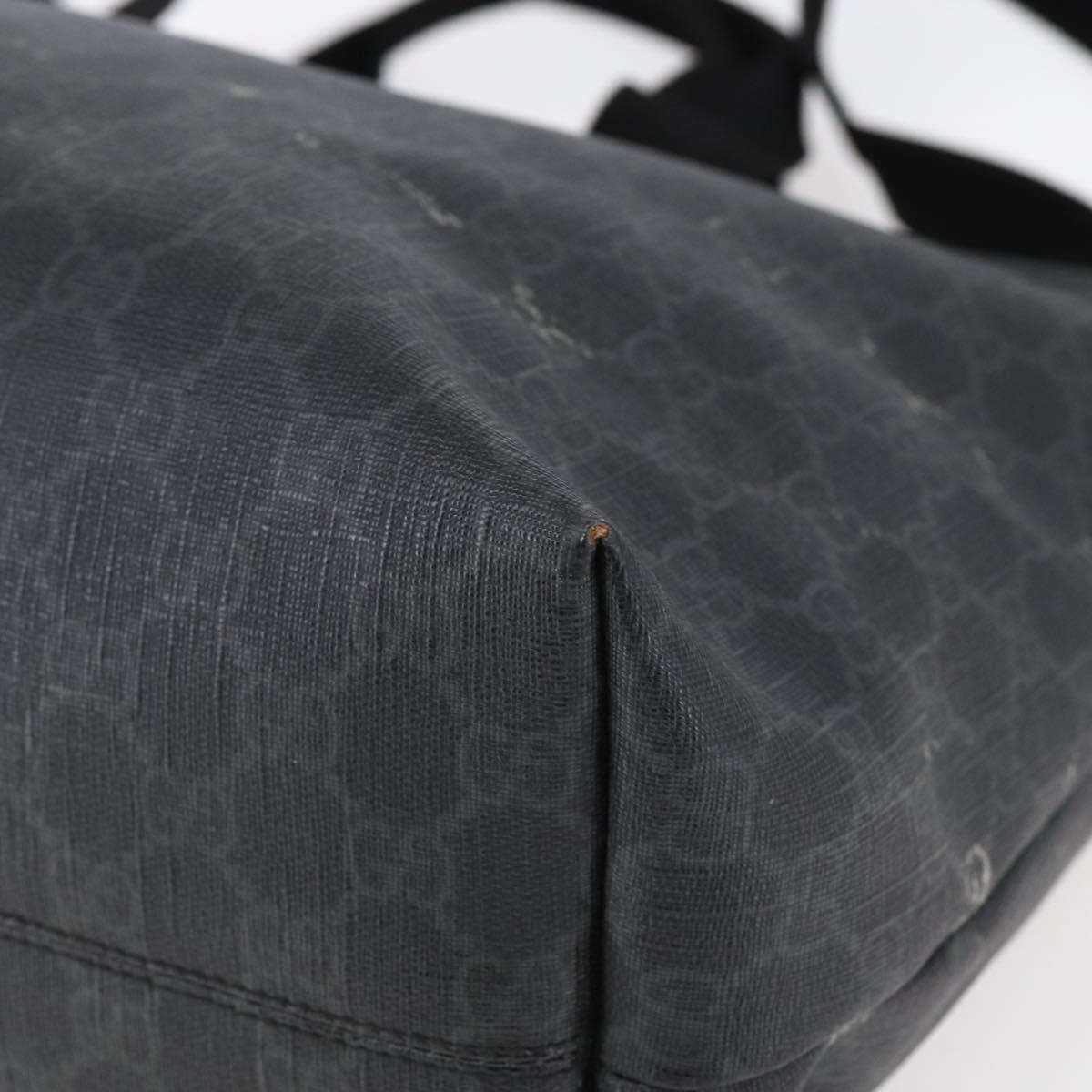 GUCCI GG Supreme Tote Bag PVC Leather 2way Black 162785 Auth bs29492