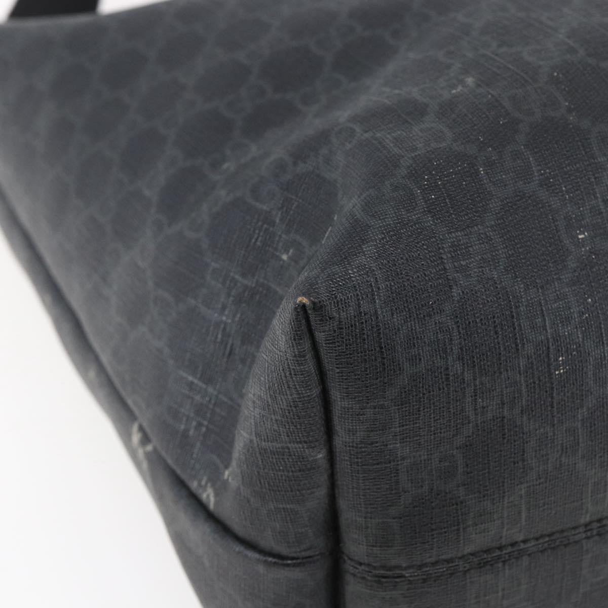 GUCCI GG Supreme Tote Bag PVC Leather 2way Black 162785 Auth bs29492