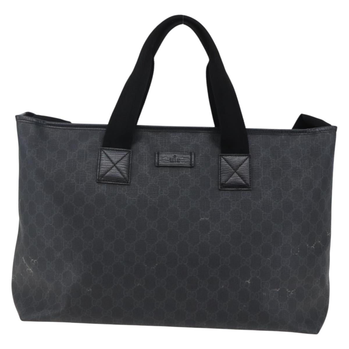 GUCCI GG Supreme Tote Bag PVC Leather 2way Black 162785 Auth bs29492