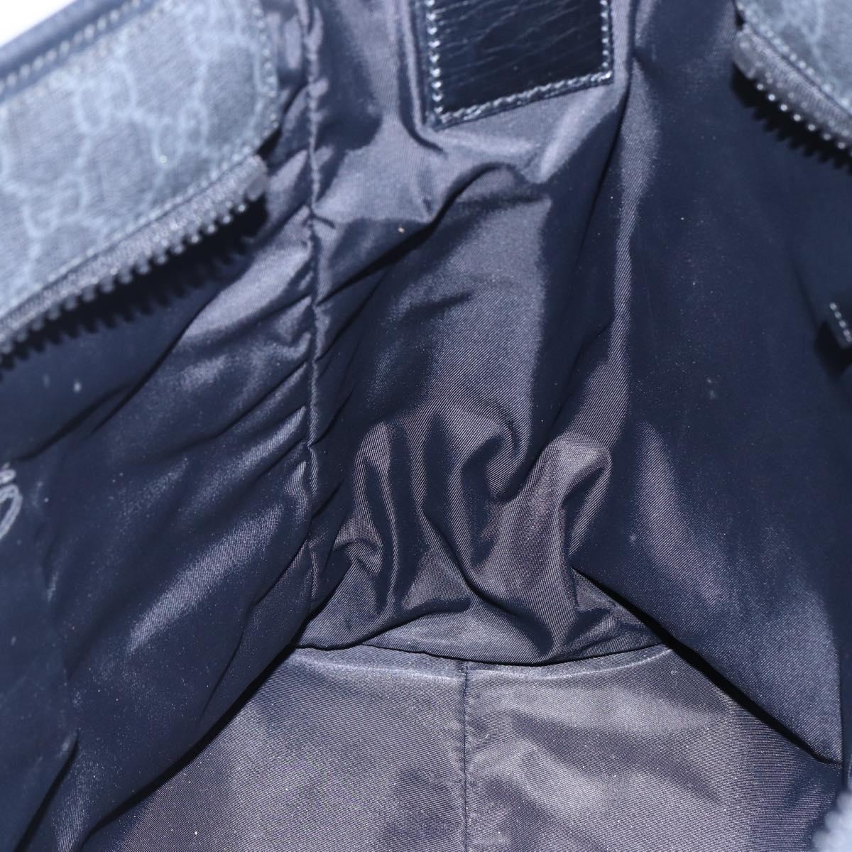 GUCCI GG Supreme Tote Bag PVC Leather 2way Black 162785 Auth bs29492