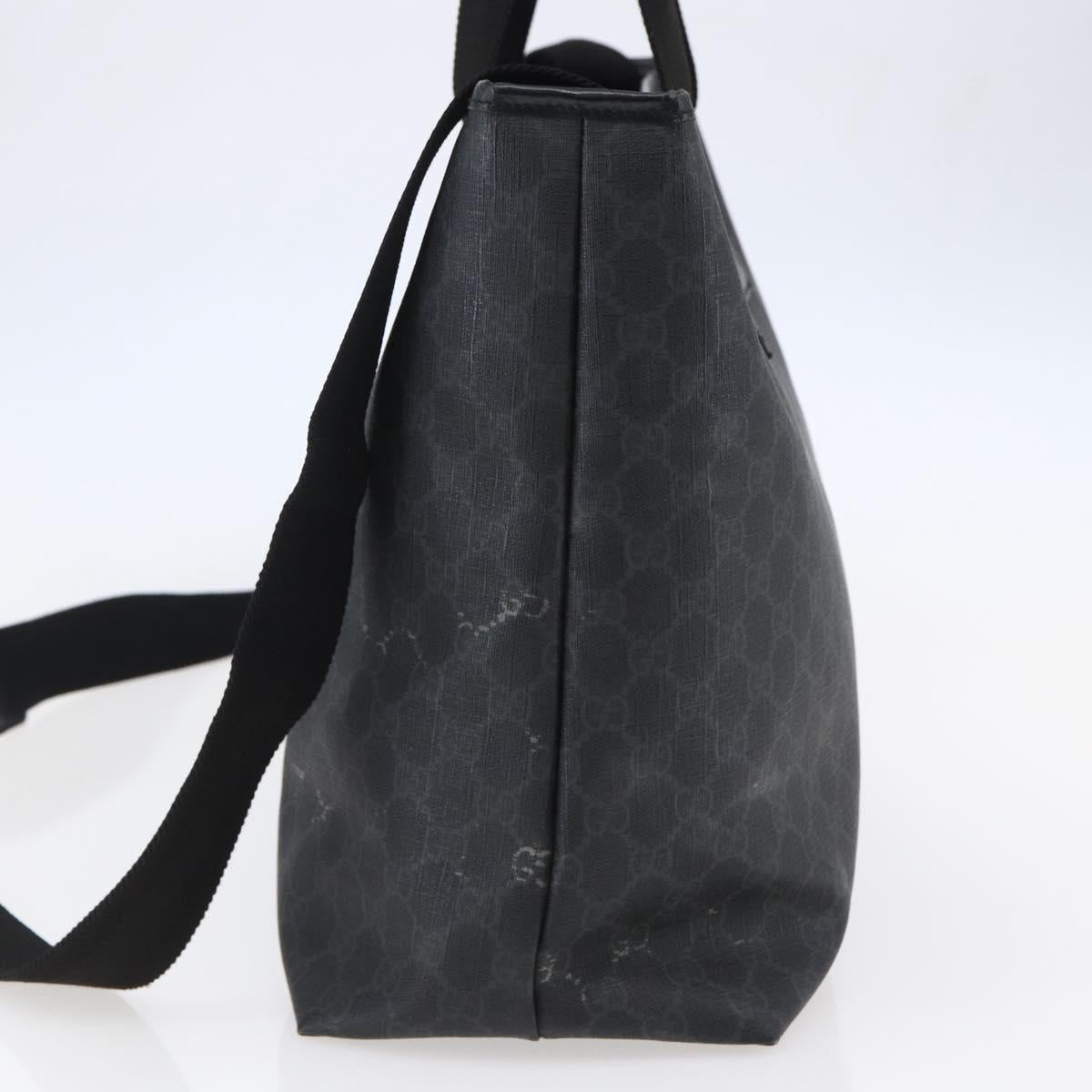 GUCCI GG Supreme Tote Bag PVC Leather 2way Black 162785 Auth bs29492