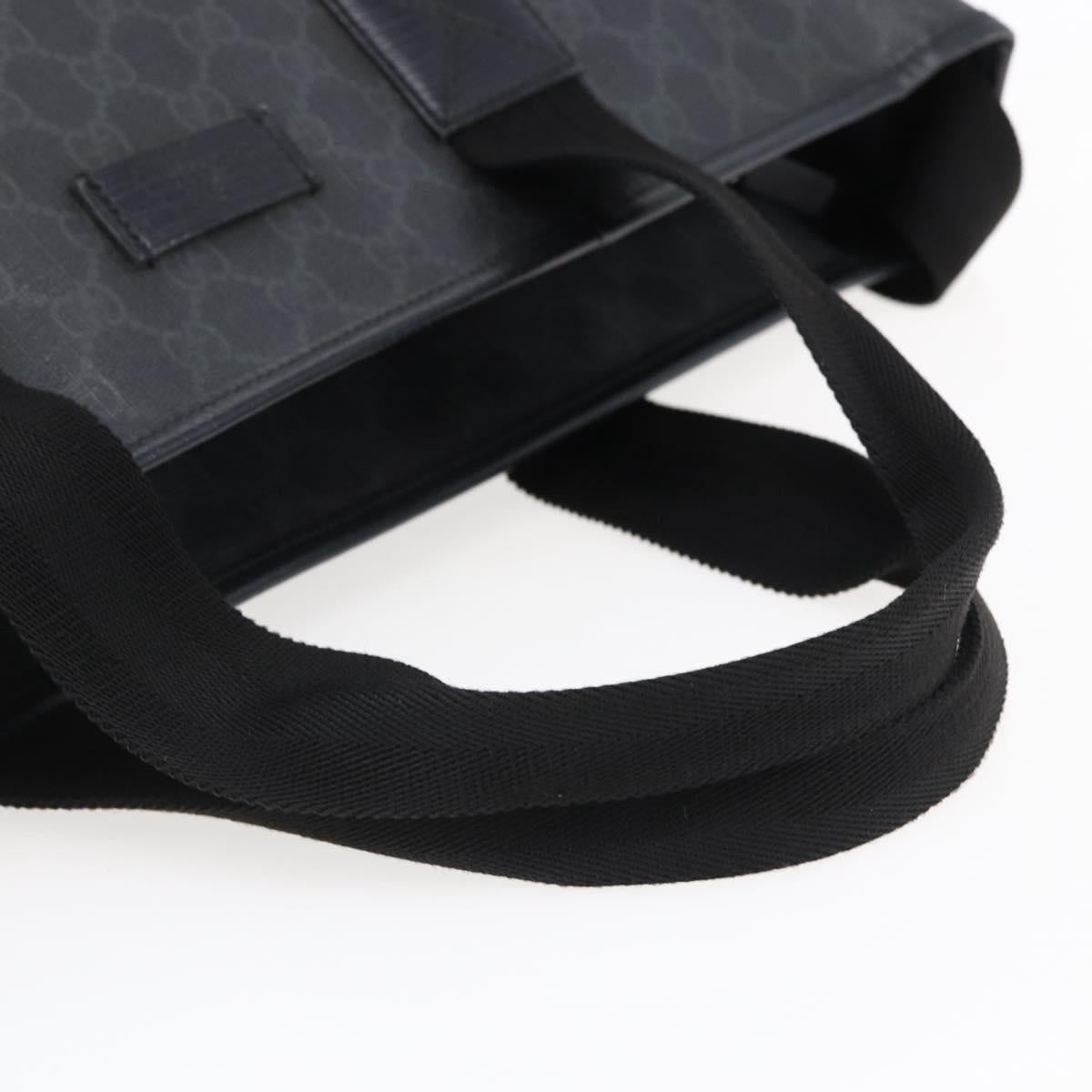 GUCCI GG Supreme Tote Bag PVC Leather 2way Black 162785 Auth bs29492