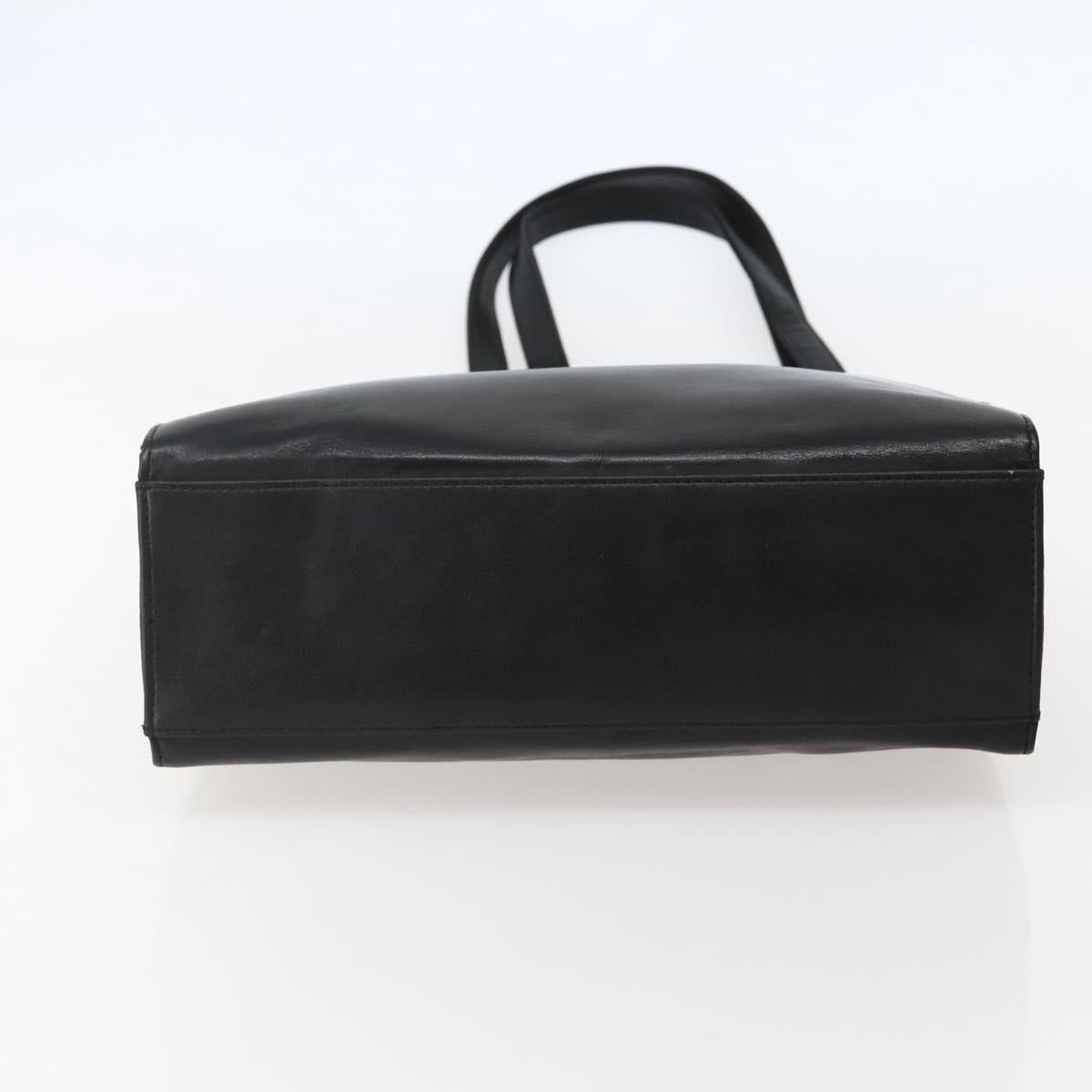 Gianni Versace Chain Tote Bag Leather Black Gold Auth bs29493