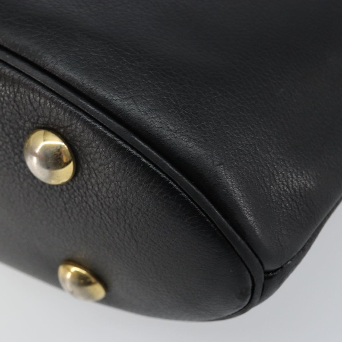 SAINT LAURENT Tote Bag Leather Black Gold Auth bs29495