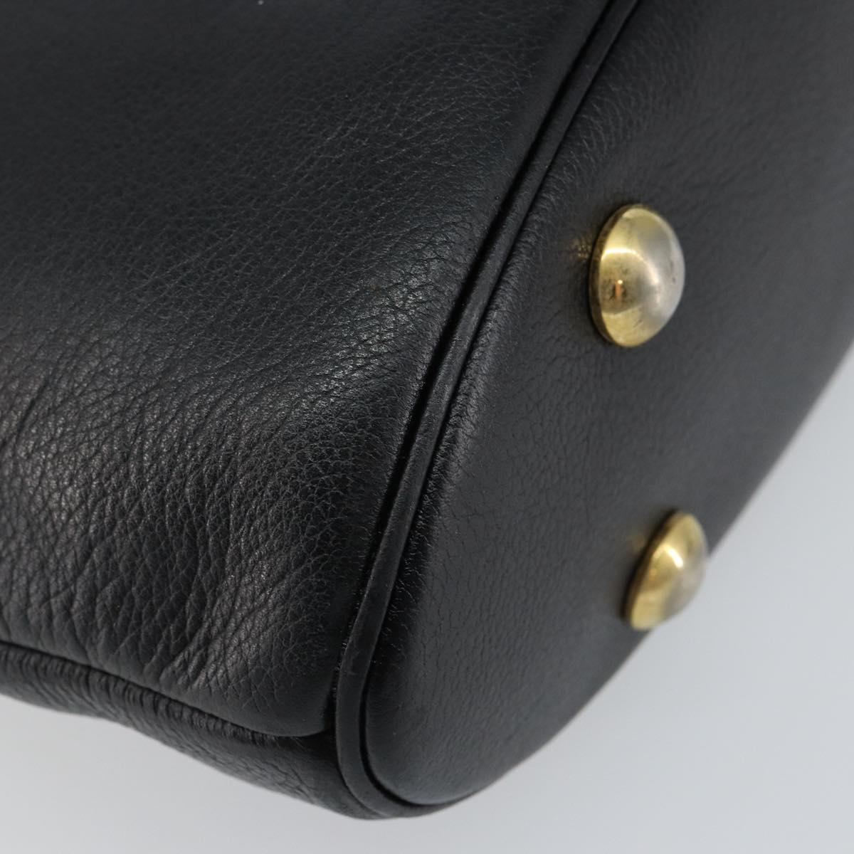 SAINT LAURENT Tote Bag Leather Black Gold Auth bs29495
