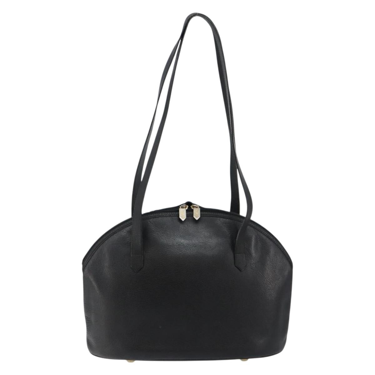 SAINT LAURENT Tote Bag Leather Black Gold Auth bs29495
