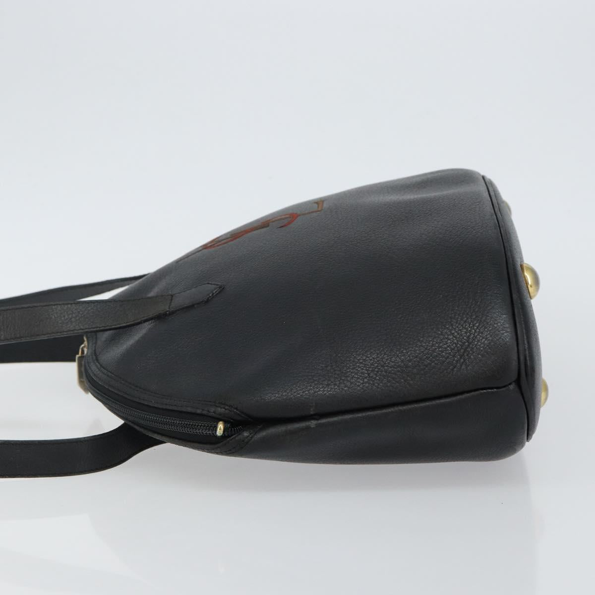 SAINT LAURENT Tote Bag Leather Black Gold Auth bs29495