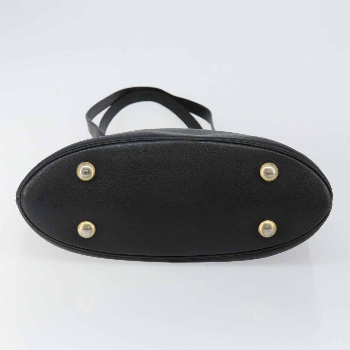 SAINT LAURENT Tote Bag Leather Black Gold Auth bs29495