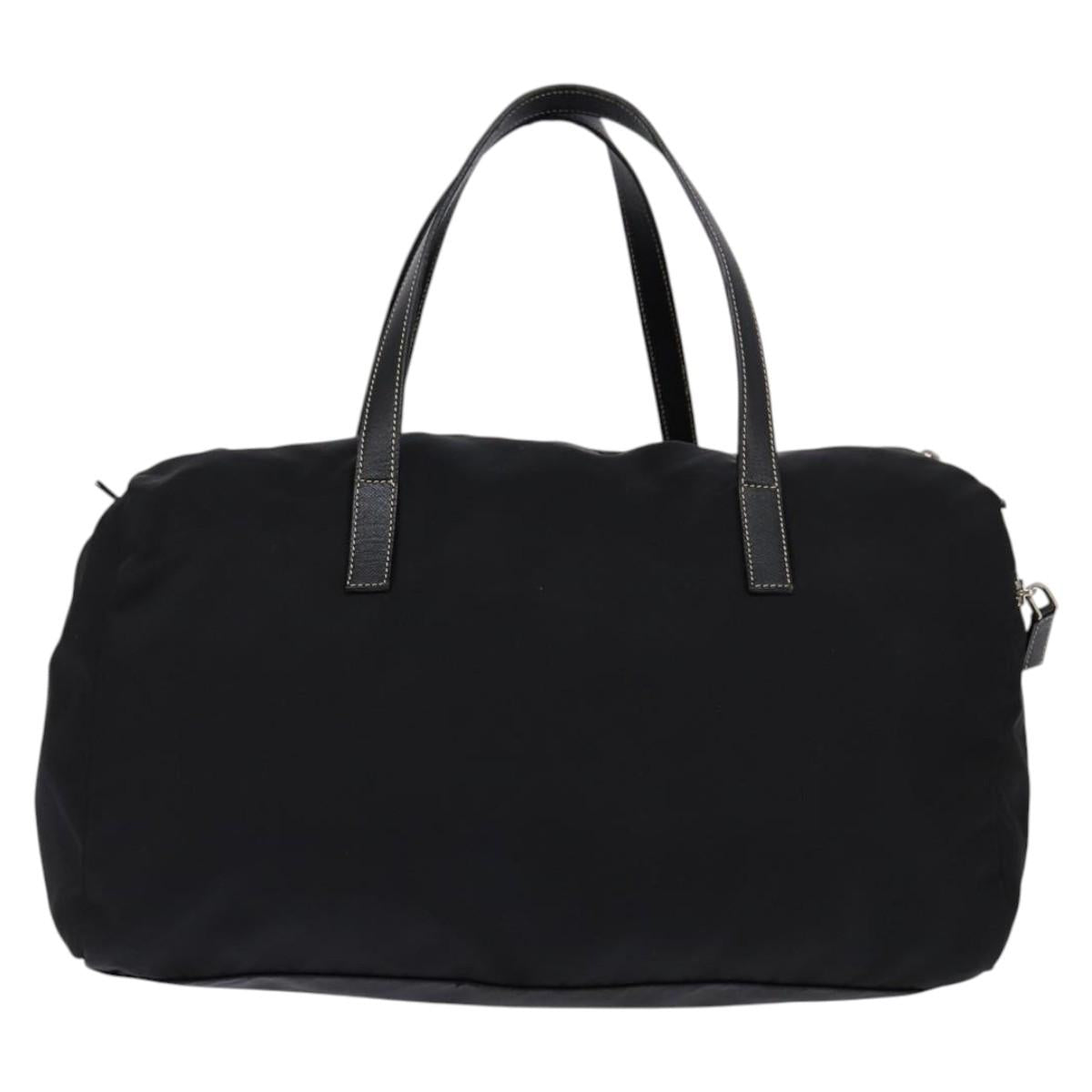 PRADA Boston Bag Nylon Black Silver Auth bs29500