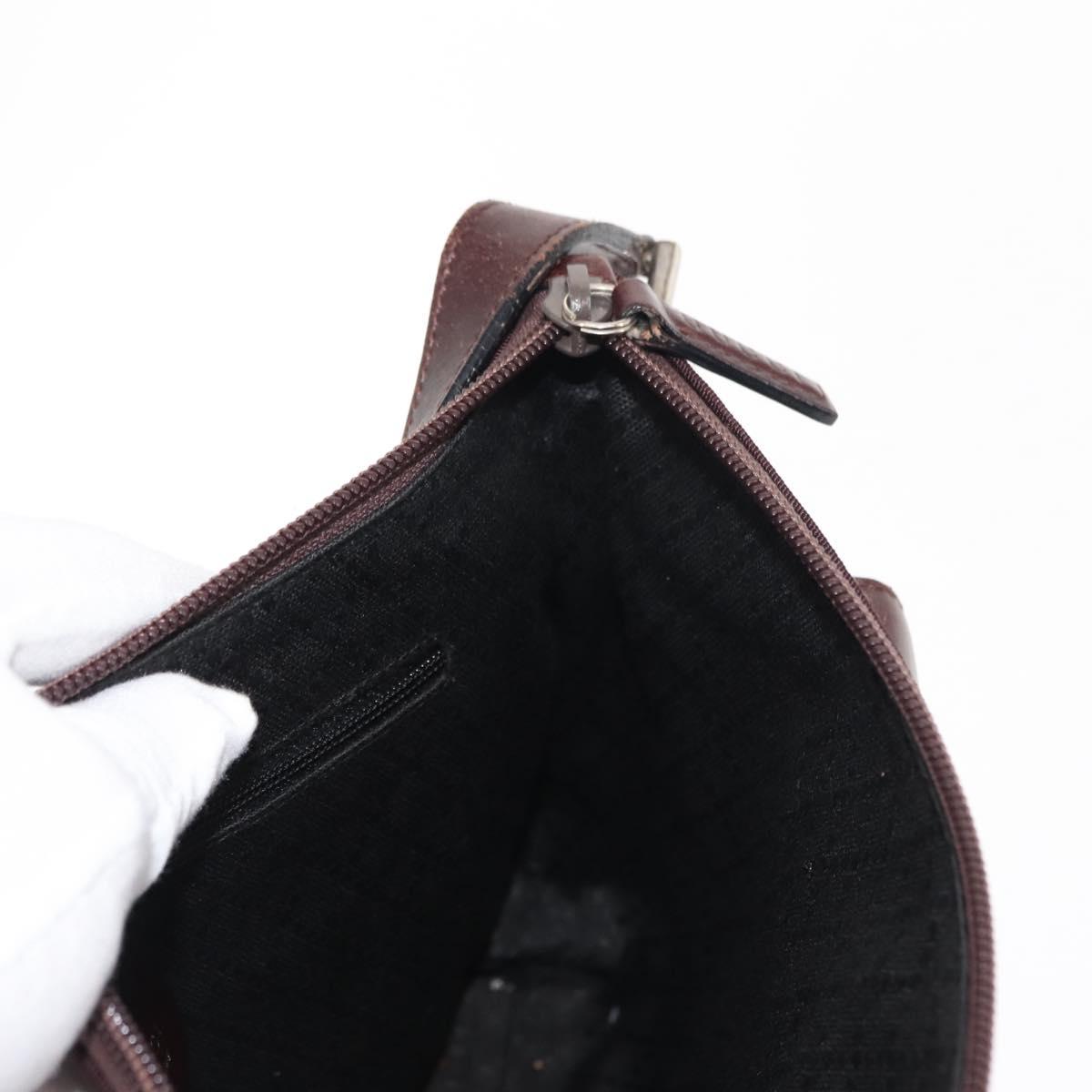 GUCCI Shoulder Bag Nylon Leather Brown Gold Auth bs29506