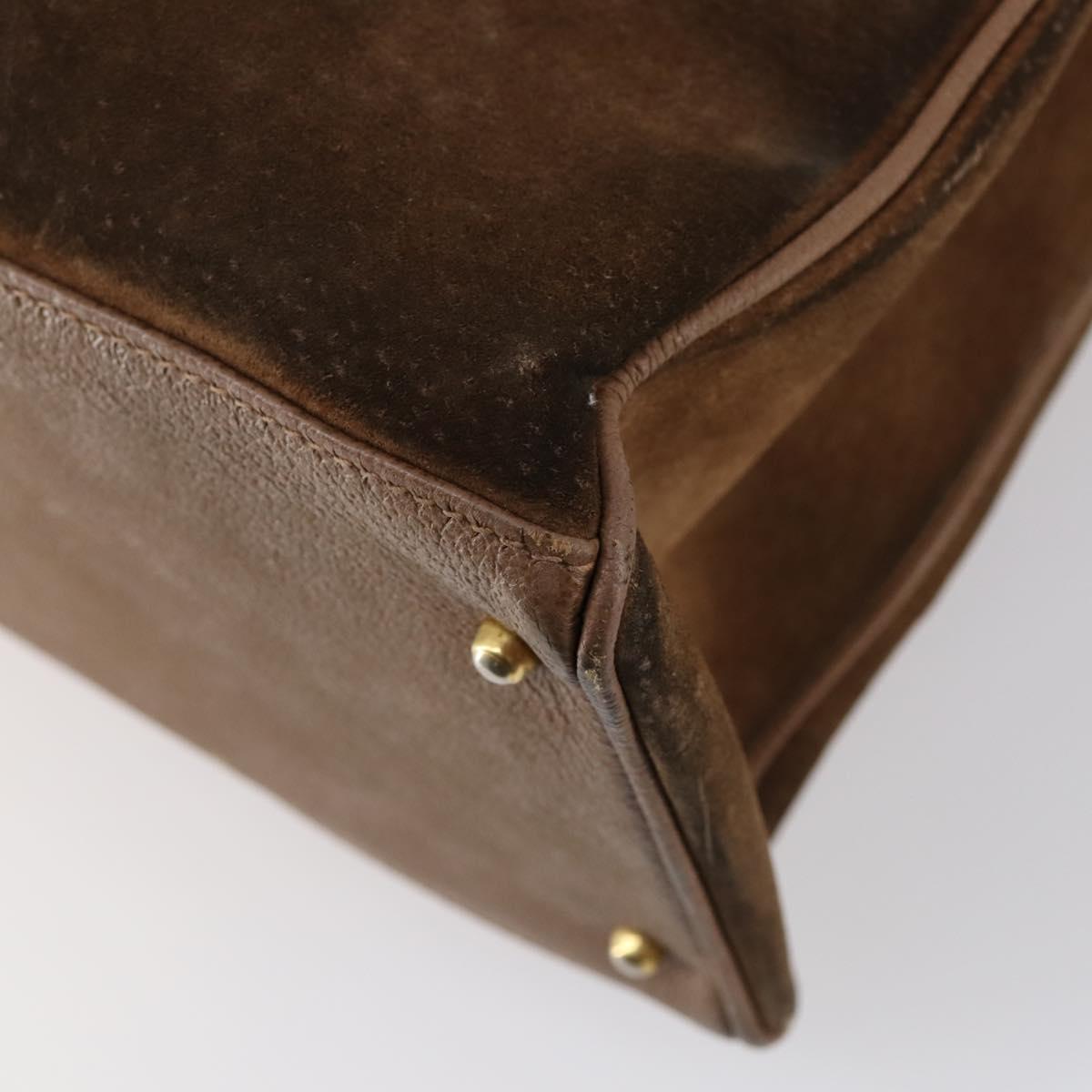 GUCCI Bamboo Hand Bag Suede Brown Gold 002 2855 0322 0 Auth bs29507