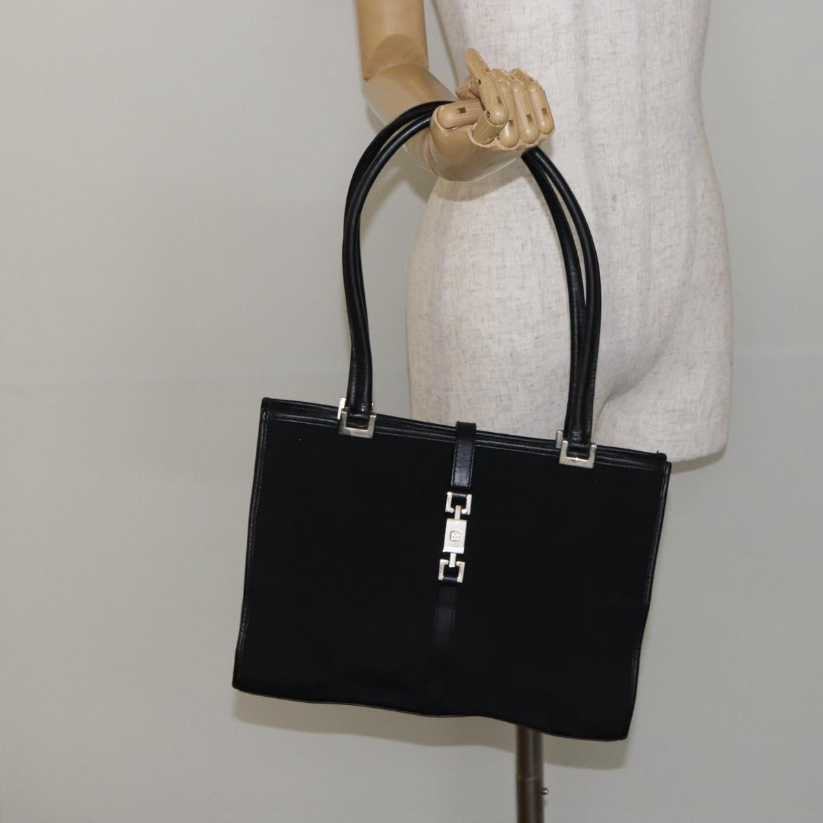 GUCCI Jackie Shoulder Bag Nylon Black Silver 002 1073 3444 Auth bs29509