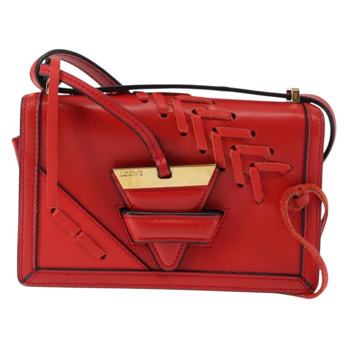 LOEWE Shoulder Bag Leather Brown Gold Auth bs29532