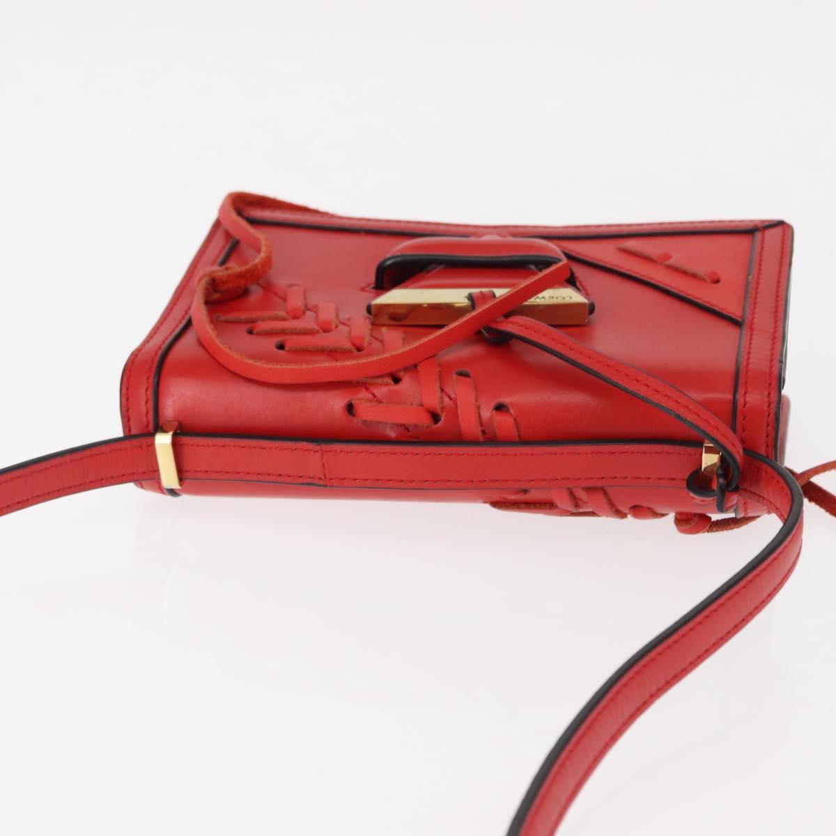 LOEWE Shoulder Bag Leather Brown Gold Auth bs29532