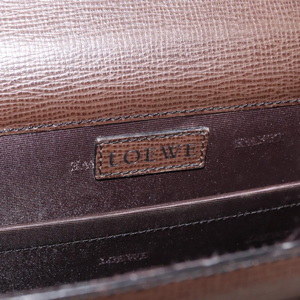 LOEWE Briefcase Leather Dark Brown Auth bs29533