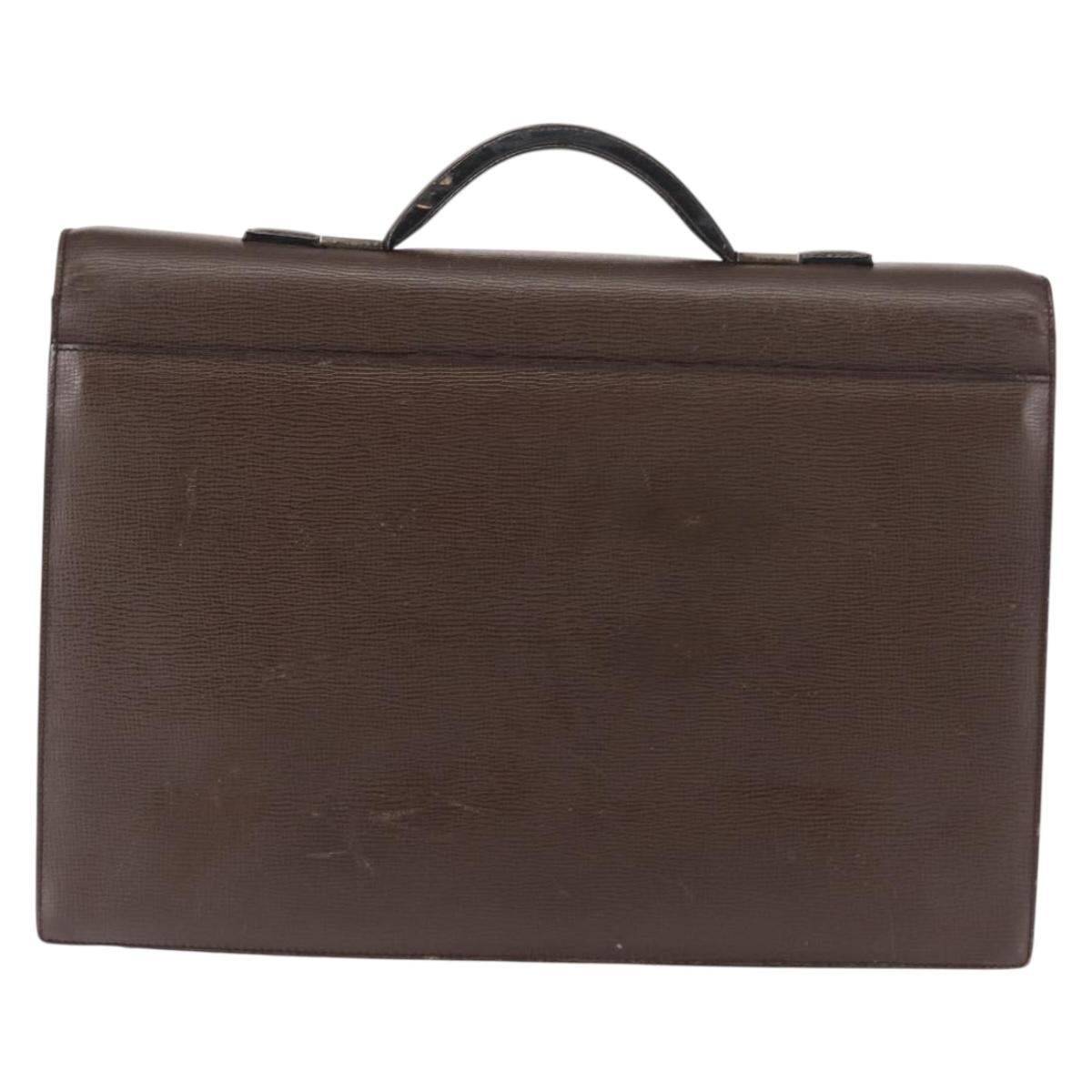 LOEWE Briefcase Leather Dark Brown Auth bs29533