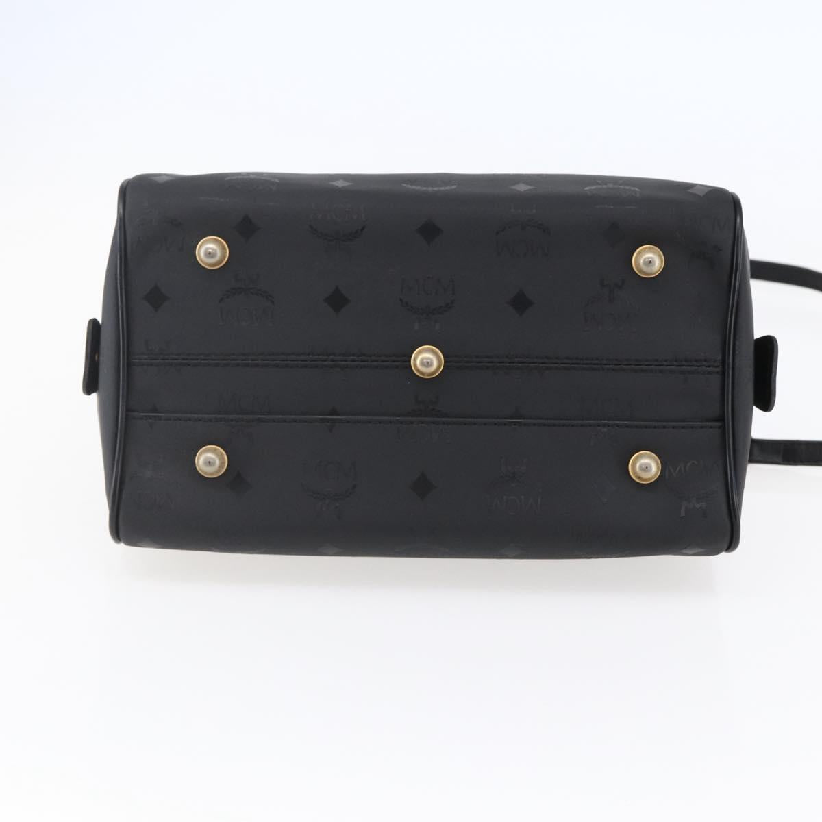 MCM Logogram Vicetos Mini Boston Bag PVC 2way Black Gold Auth bs29534