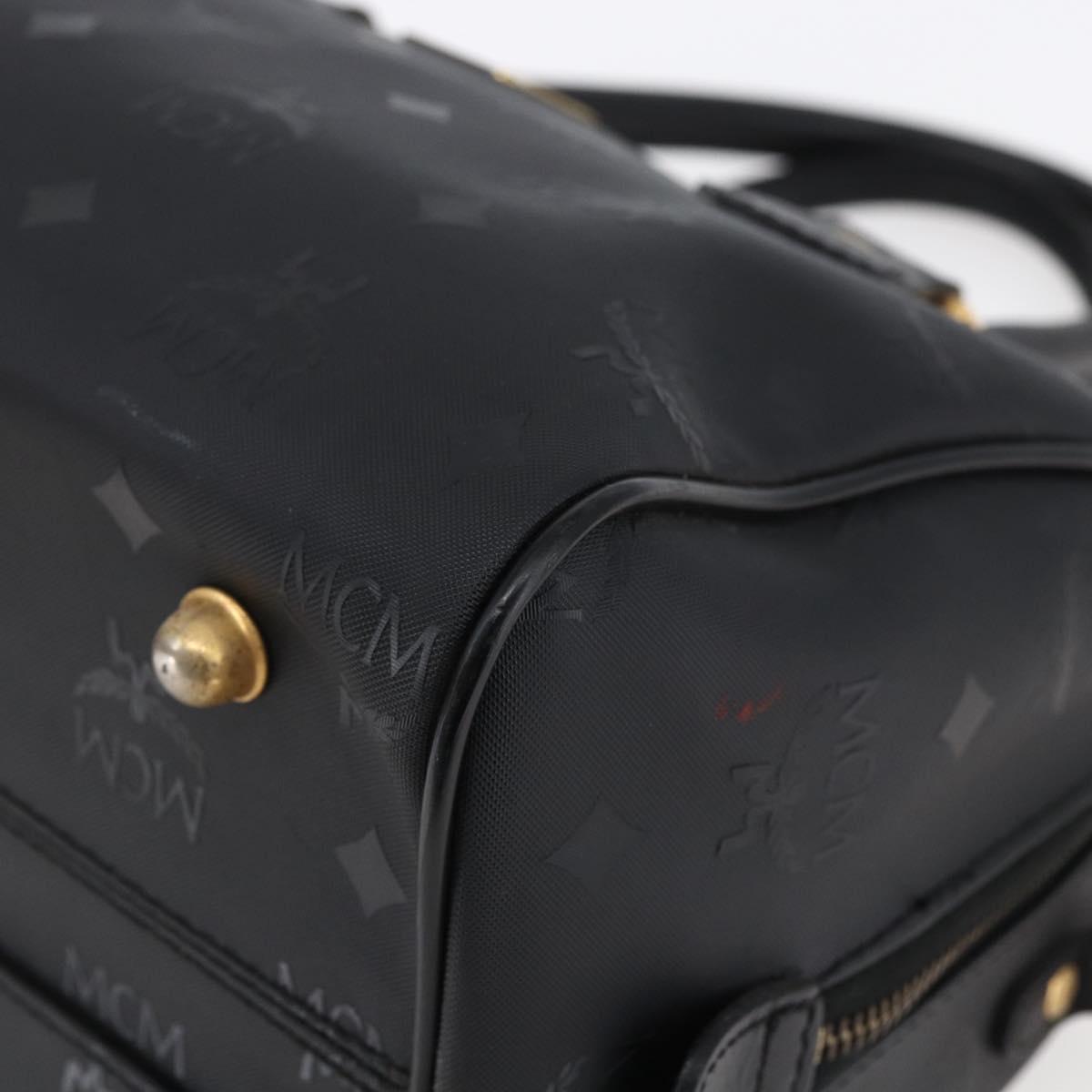 MCM Logogram Vicetos Mini Boston Bag PVC 2way Black Gold Auth bs29534