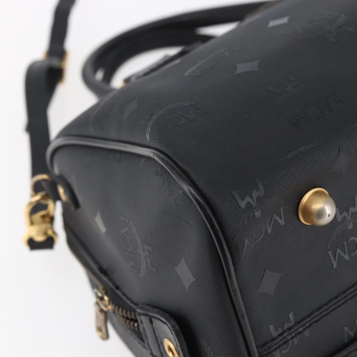 MCM Logogram Vicetos Mini Boston Bag PVC 2way Black Gold Auth bs29534