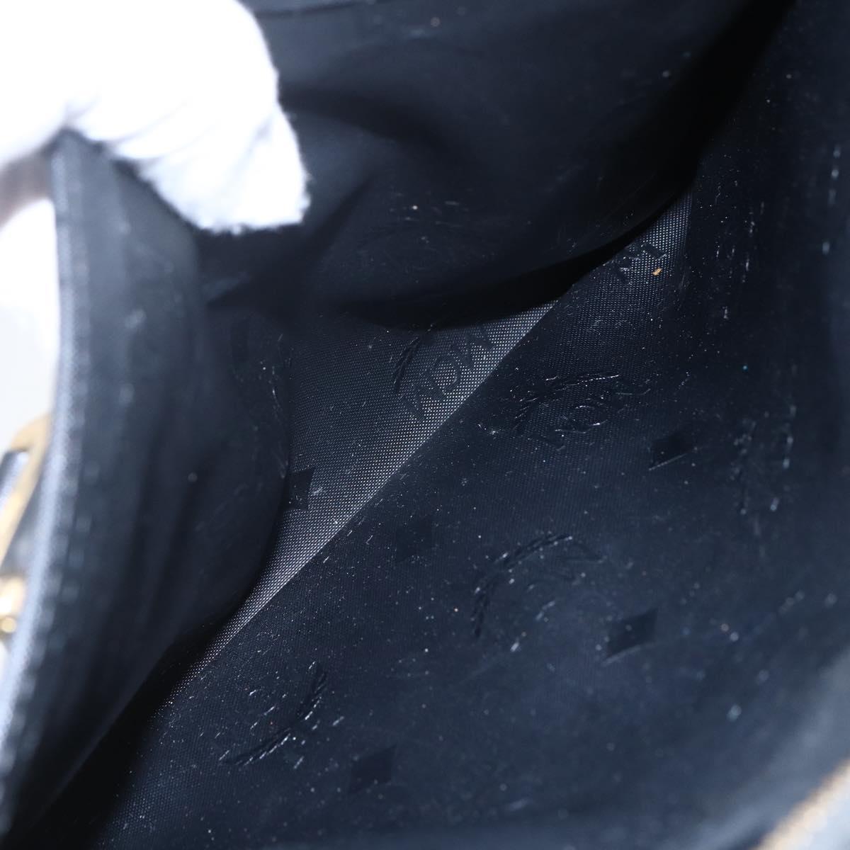 MCM Logogram Vicetos Mini Boston Bag PVC 2way Black Gold Auth bs29534