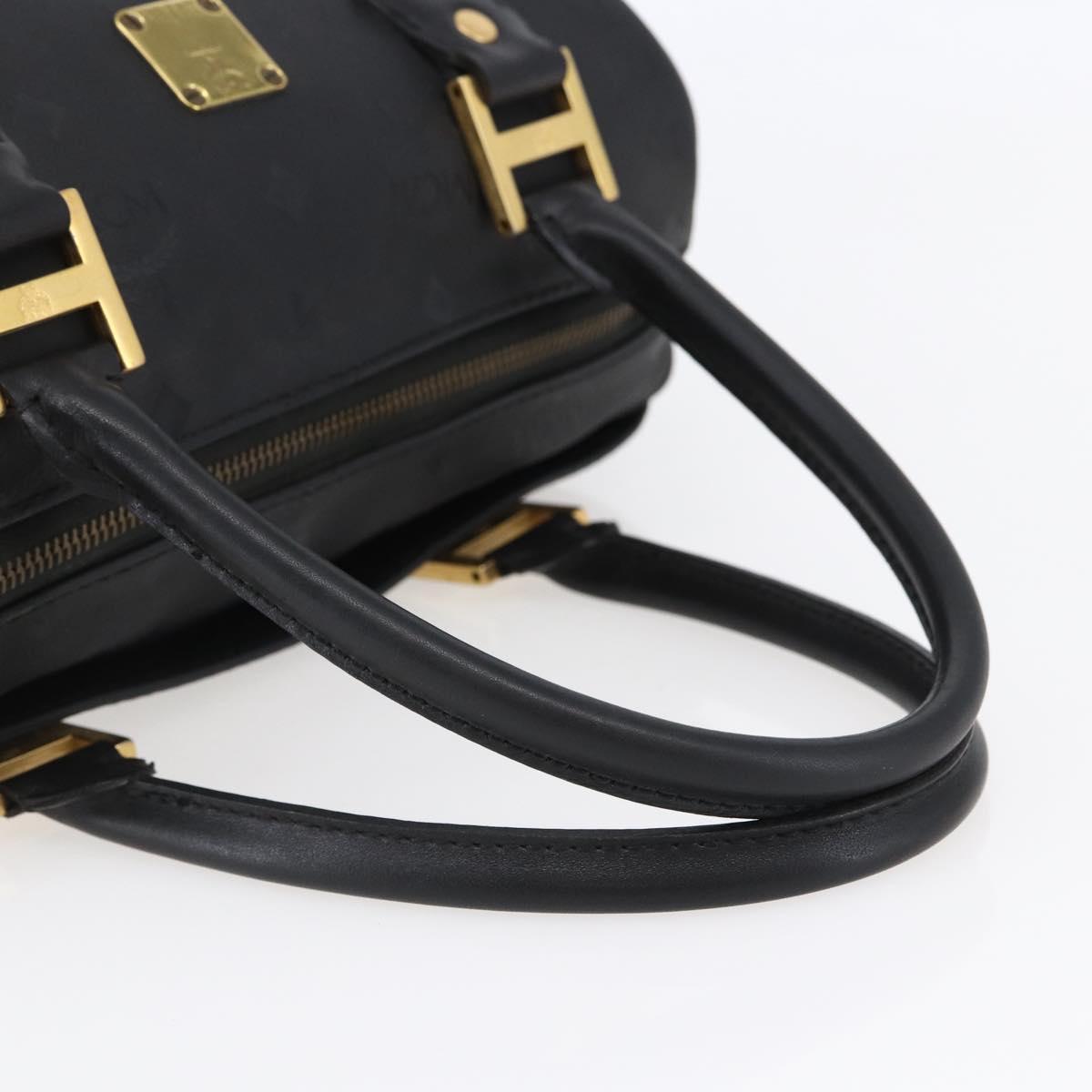 MCM Logogram Vicetos Mini Boston Bag PVC 2way Black Gold Auth bs29534