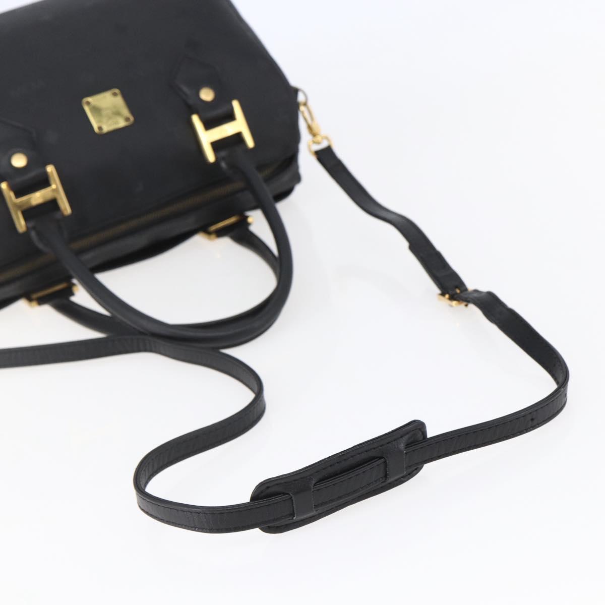 MCM Logogram Vicetos Mini Boston Bag PVC 2way Black Gold Auth bs29534