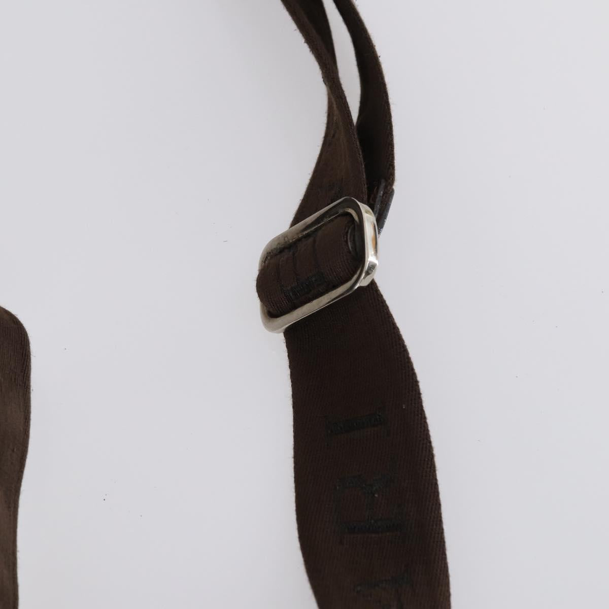 BVLGARI Shoulder Bag Leather Dark Brown Silver Auth bs29535