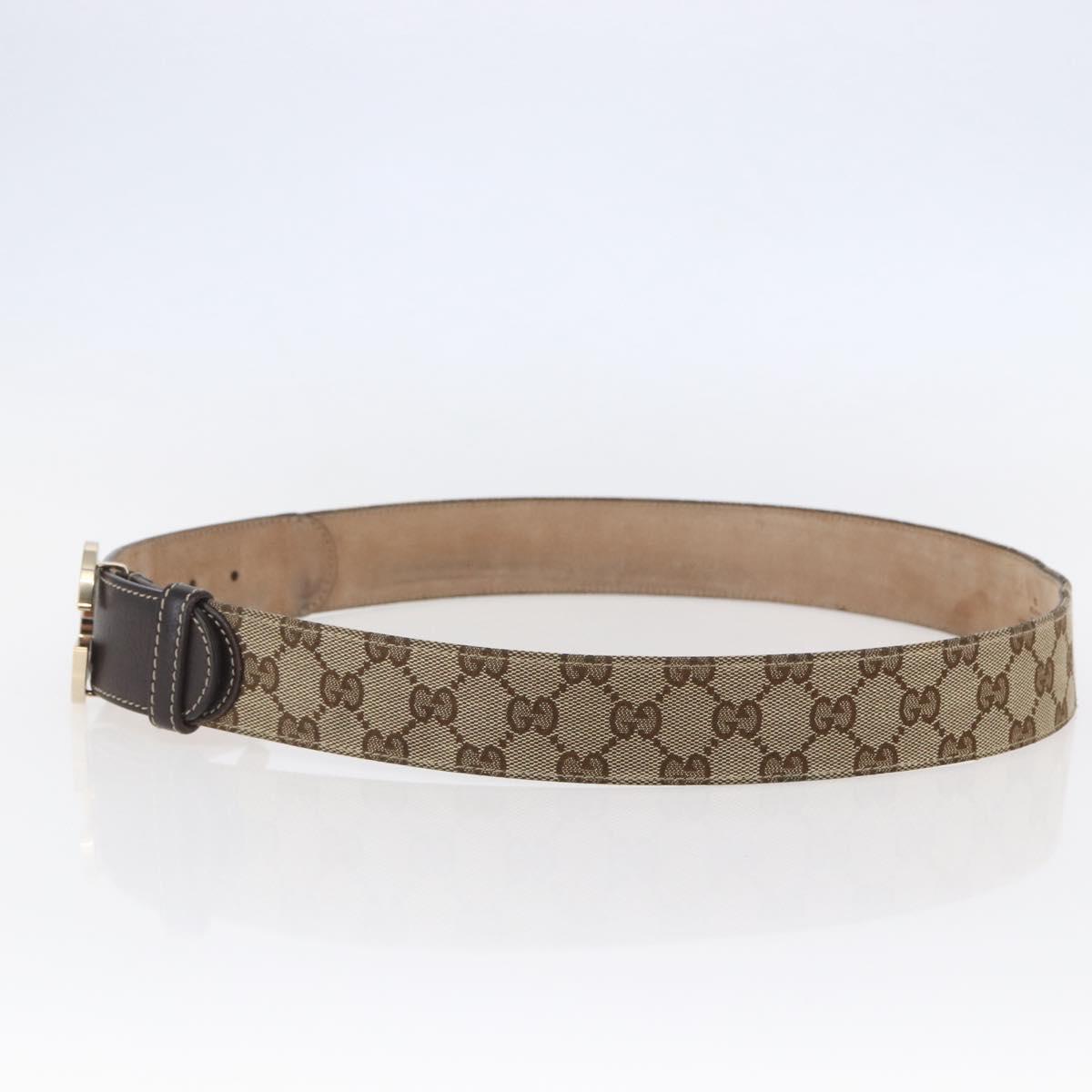 GUCCI GG Canvas Belt 33.5""-37.4"" Beige Auth bs29540