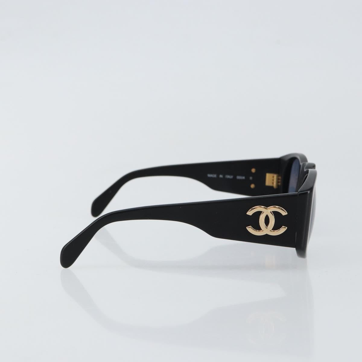 CHANEL COCO Mark Sunglasses plastic Black CC Auth bs29543V