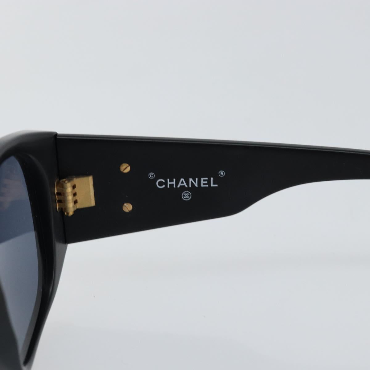CHANEL COCO Mark Sunglasses plastic Black CC Auth bs29543V