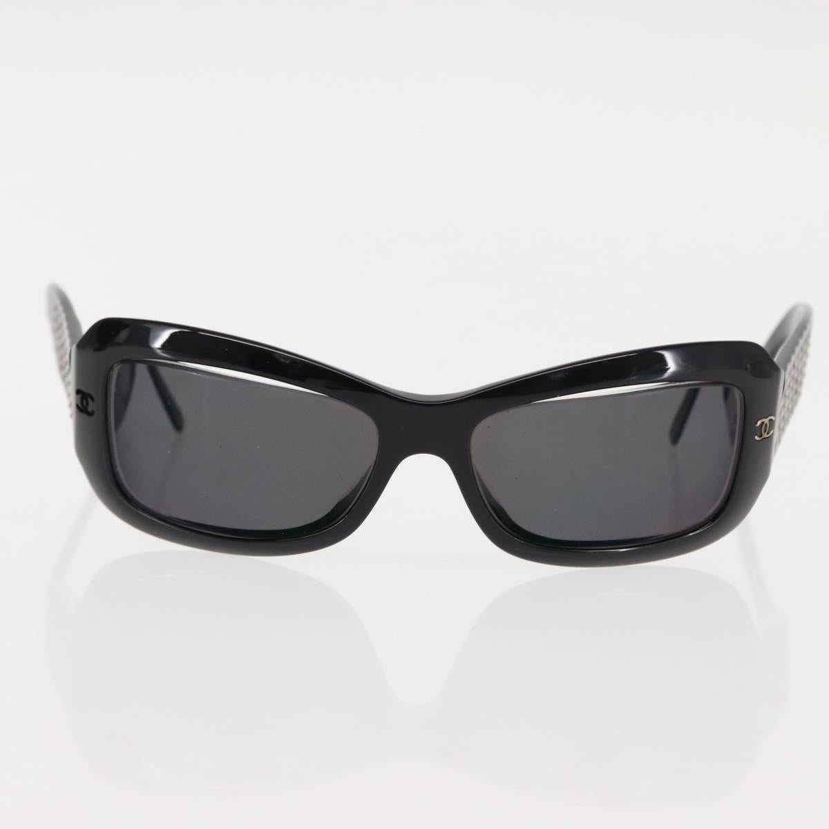 CHANEL COCO Mark Sunglasses plastic 3Set Black CC Auth bs29544