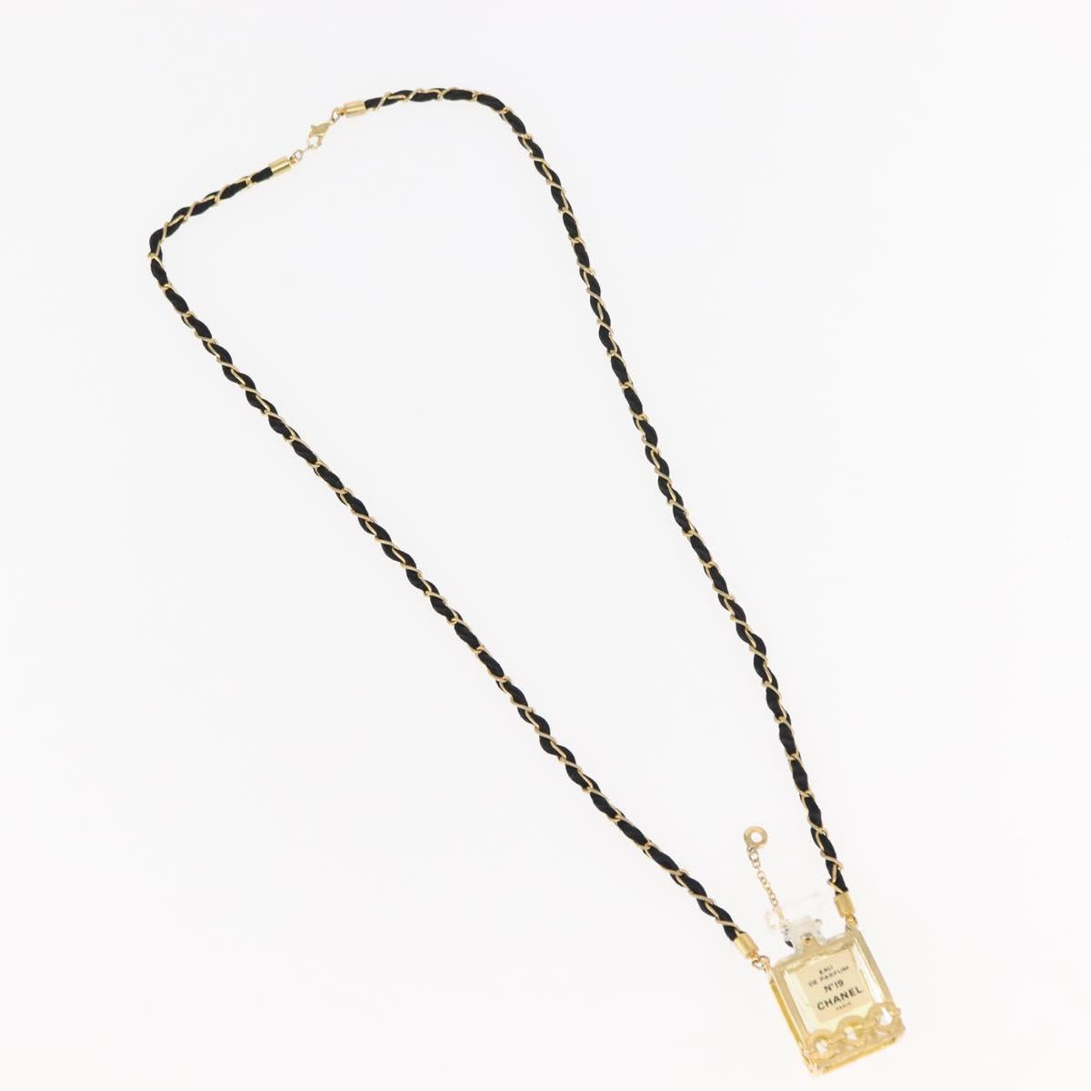 CHANEL Perfume No. 19 Necklace metal Gold CC Auth bs29546