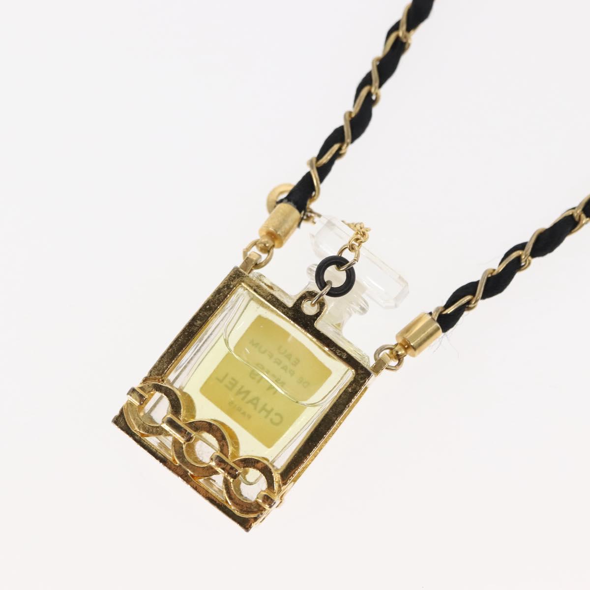 CHANEL Perfume No. 19 Necklace metal Gold CC Auth bs29546
