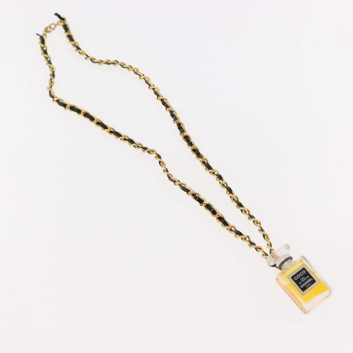 CHANEL perfume Necklace metal 2Set Gold CC Auth bs29547