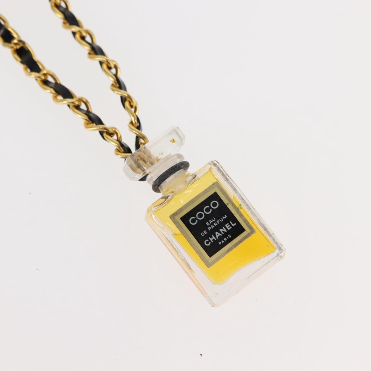 CHANEL perfume Necklace metal 2Set Gold CC Auth bs29547