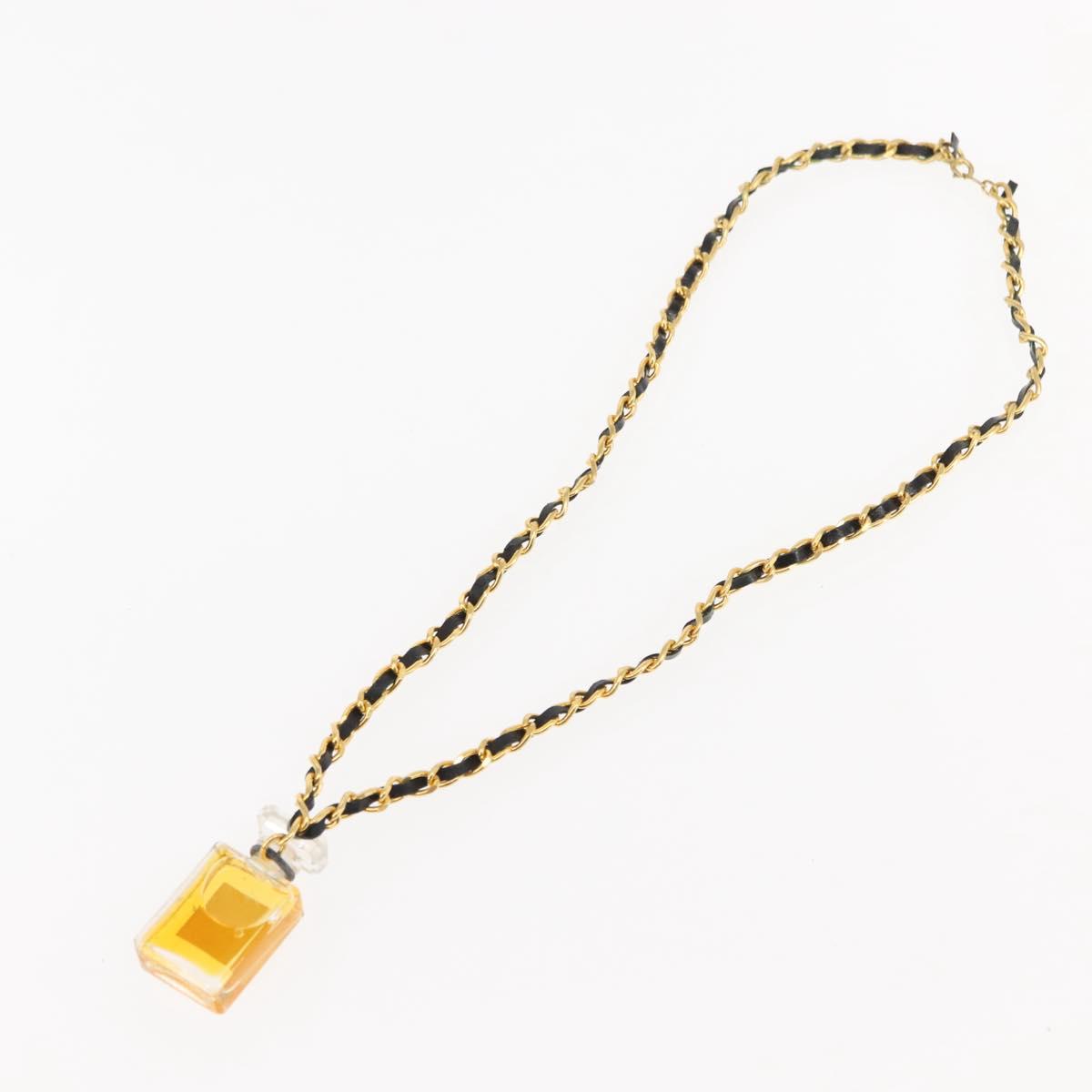 CHANEL perfume Necklace metal 2Set Gold CC Auth bs29547