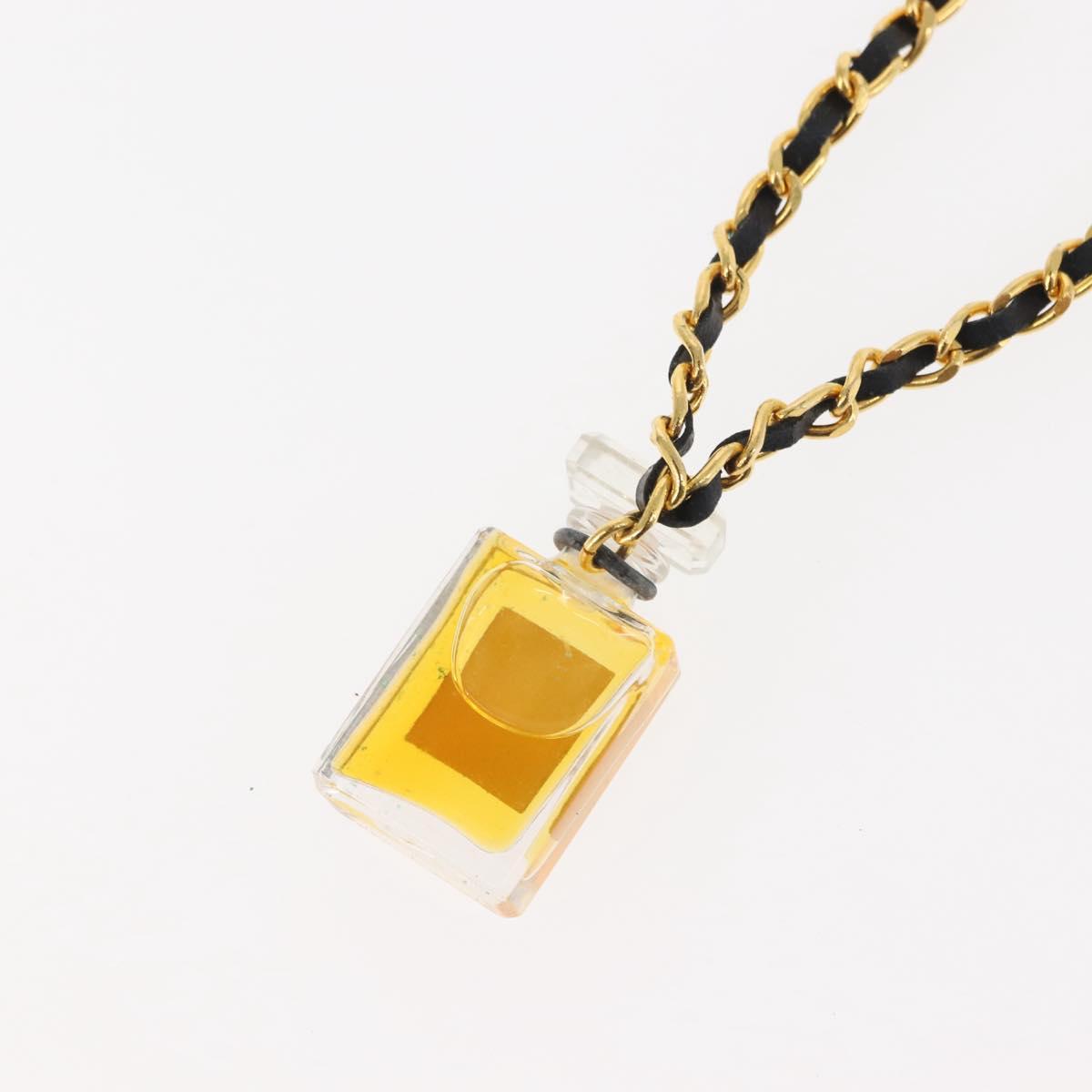 CHANEL perfume Necklace metal 2Set Gold CC Auth bs29547