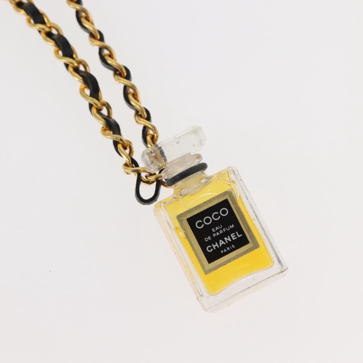 CHANEL perfume Necklace metal 2Set Gold CC Auth bs29547